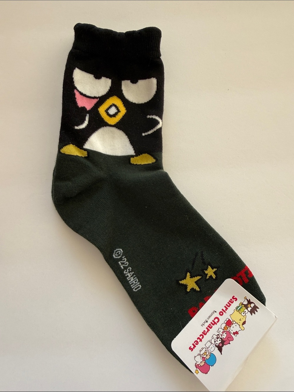 Sanrio Badtz-Maru Black & Dark Green Character Crew Socks